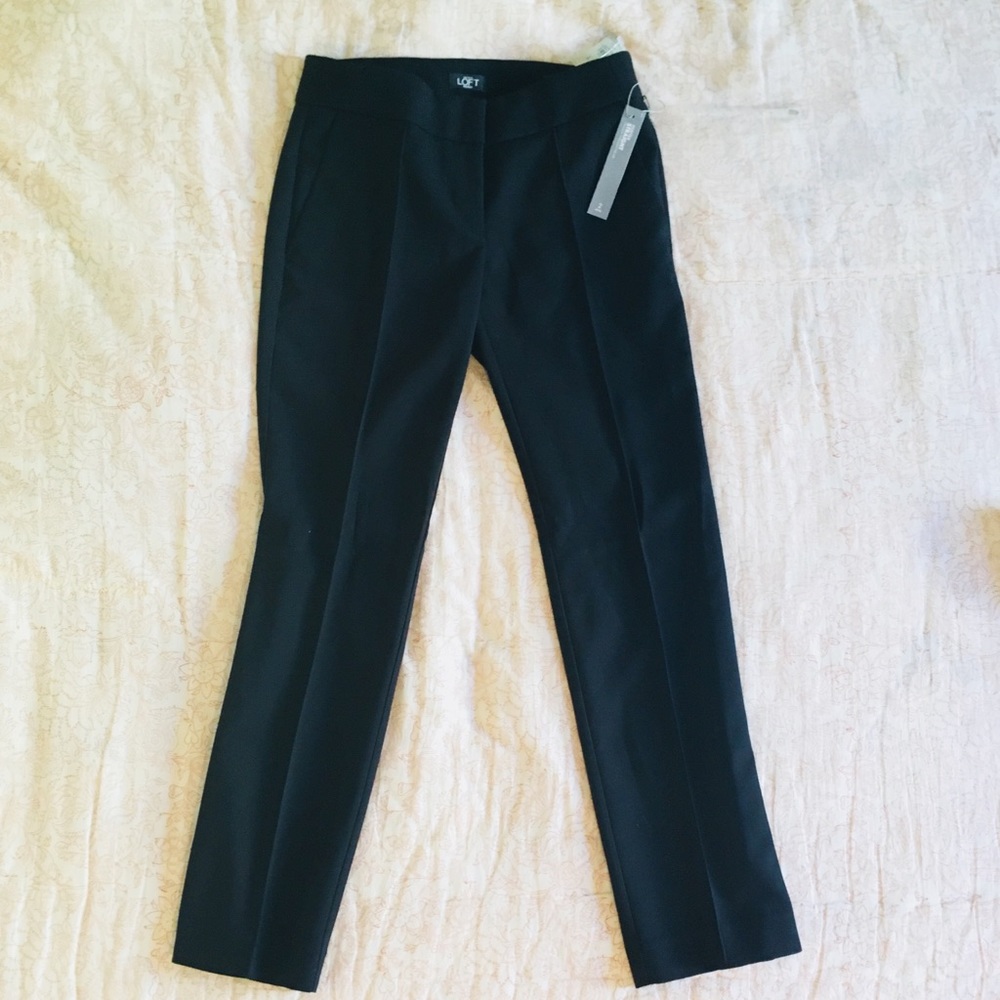 NWT Loft Marisa black straight trouser pants 2P